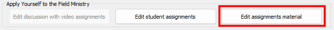 Edit assignment material button