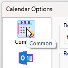 Screenshot: Selecting the “Common calendar settings” property sheet