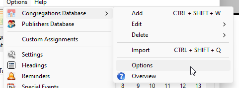 Options menu button