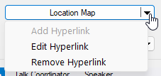Location Map menu button showing options to add, edit, or delete a hyperlink.
