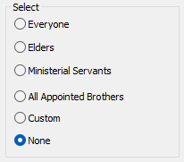 Select settings