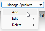 Manage Speakers menu button