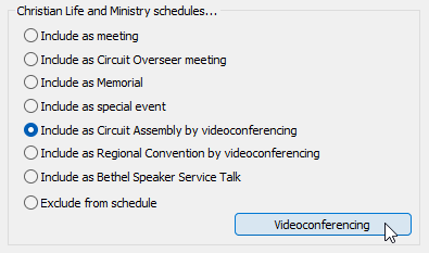Special events by videoconferencing - Button