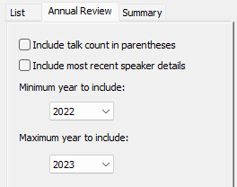 Annual Review settings