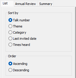 List report settings